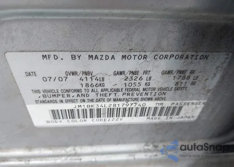 2008 Mazda Mazdaspeed3 Grand Touring from USA, damaged, VIN JM1BK34L281797740